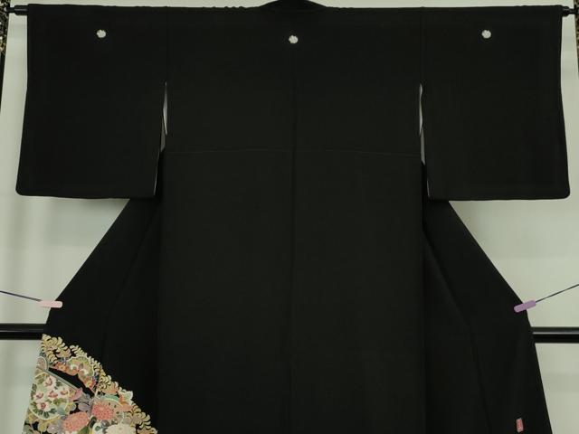 平和屋着物●極上 黒留袖 友禅 作家物 吉正 花鳥文 逸品 DZAB9544kh6