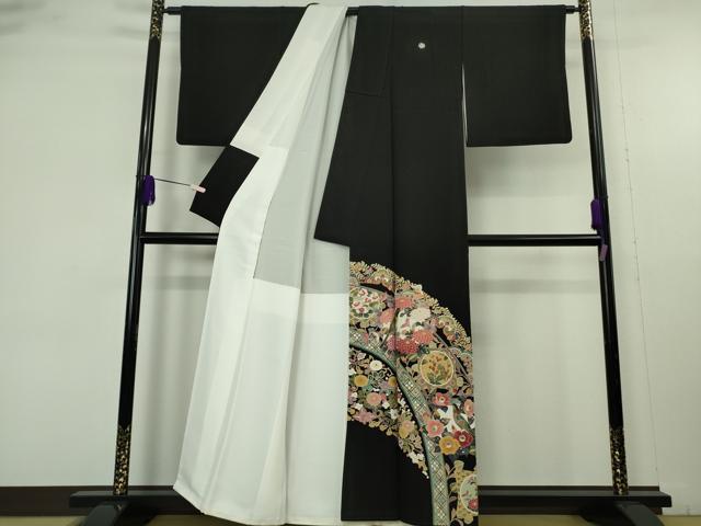 平和屋着物●極上 黒留袖 友禅 作家物 吉正 花鳥文 逸品 DZAB9544kh6