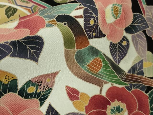 平和屋着物●極上 黒留袖 友禅 作家物 吉正 花鳥文 逸品 DZAB9544kh6