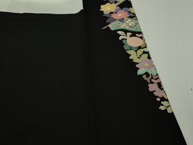 平和屋着物●極上 黒留袖 友禅 作家物 吉正 花鳥文 逸品 DZAB9544kh6