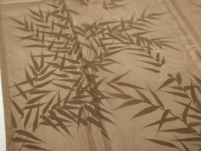 平和屋着物▽極上 訪問着 無双 紗袷 紗×絽 手描き 白鷺 笹の葉 煎茶色地 逸品 DZAB9546kh6