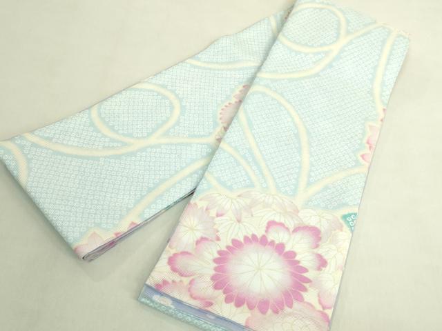 平和屋着物*極上 夏物 両面 半幅帯 鹿の子花文 花兎 逸品 DZAB9553kh6