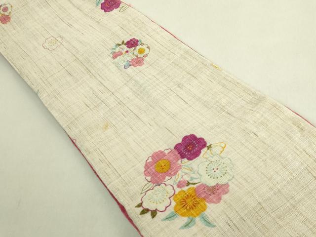平和屋着物*極上 夏物 半幅帯 花丸文 麻 逸品 DZAB9575kh6