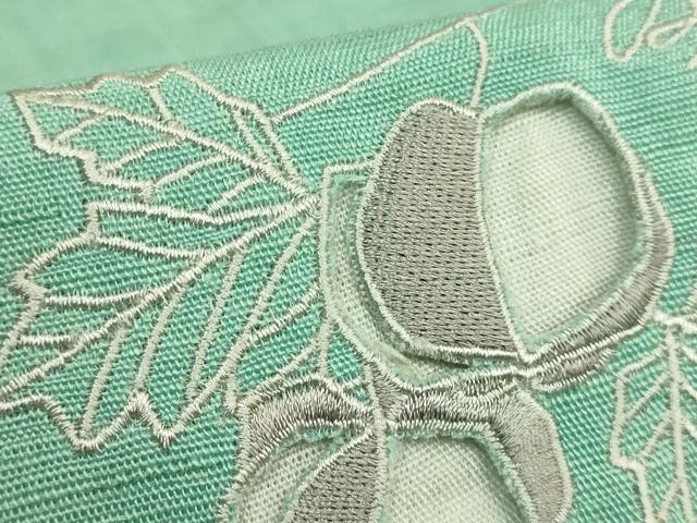 平和屋着物*極上 夏物 半幅帯 刺繍 ドロンワーク ほおづき 麻 逸品 DZAB9607kh6