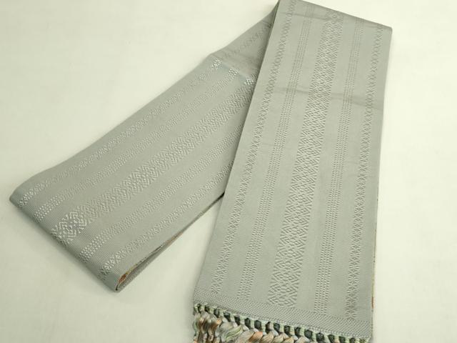 平和屋着物●極上 本場筑前博多織 両面 半幅帯 雪輪舞蝶文 献上 大蔵織物 証紙付き 逸品 DZAB9614kh6