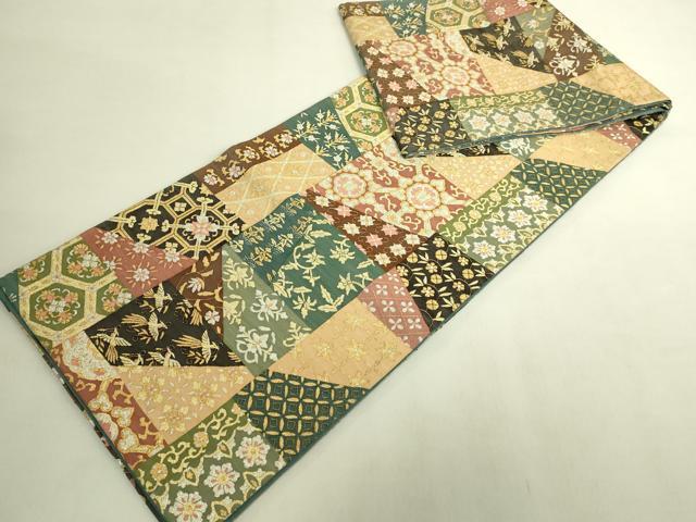 平和屋本店●最高級 明綴れ 全通柄袋帯 切嵌花鳥文 金銀糸 逸品 DZAB9640kh6