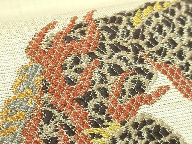 平和屋着物●極上 太鼓柄袋帯 スリーシーズン帯 唐織 龍 金銀糸 上代35万 反端付き 逸品 DZAB9642kh6