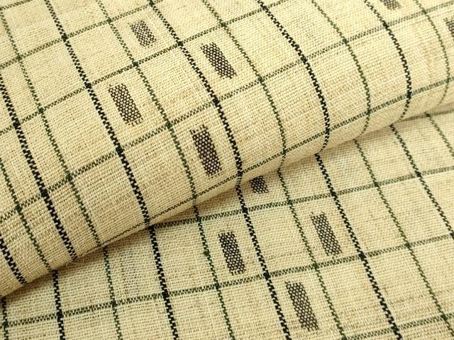 平和屋本店*極上 夏物 重要無形文化財指定 越後上布 八寸名古屋帯 格子 芋麻 逸品 DZAB9644kh6