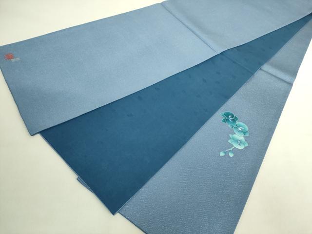 平和屋着物●極上 国際的伝統工芸作家 十二代・藤林徳扇 苑寿 太鼓柄袋帯 胡蝶蘭 銀通し地 逸品 DZAB9649kh6