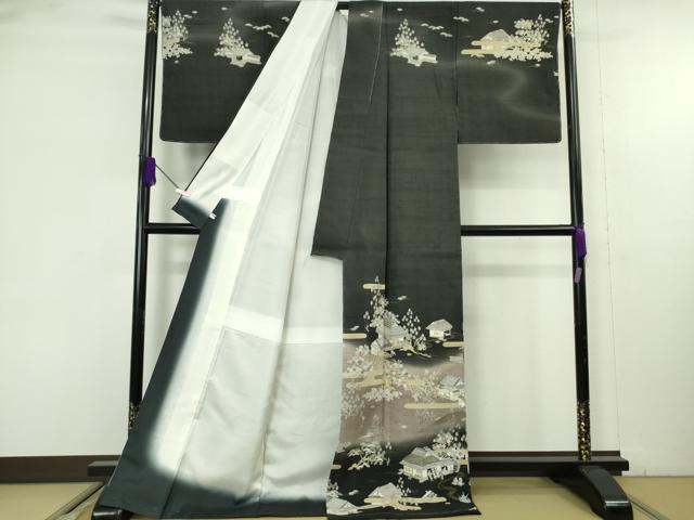 平和屋本店●極上 染織の名門 しょうざん 生紬 訪問着 エ霞人物風景 暈し染め 逸品 未使用 DZAB9651kh6