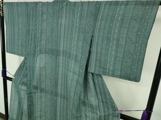平和屋着物*極上 夏物 本場小千谷ちぢみ 麻 名物裂間道 御召茶色地 逸品 DZAB9659kh6