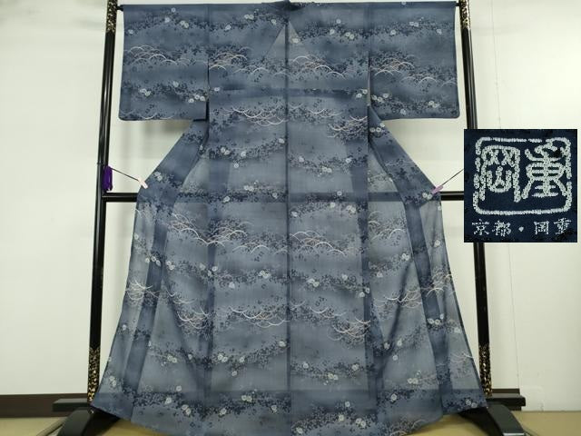 平和屋着物∴極上 夏物 岡重謹製 OKAJIMA 小紋・浴衣兼用 露芝花文 綿 逸品 DZAB9685kh6