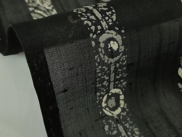 平和屋着物*極上 夏物 絹芭蕉 小紋 紗 吉祥間道 黒地 逸品 DZAB9702kh6