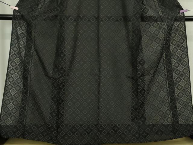 平和屋本店*極上 夏物 お召 夏お召 紋紗 捩り織 龍郷柄 工房・中賀和謹製 黒地 反端付き 逸品 未使用 DZAB9703kh6