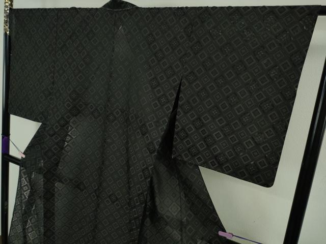 平和屋本店*極上 夏物 お召 夏お召 紋紗 捩り織 龍郷柄 工房・中賀和謹製 黒地 反端付き 逸品 未使用 DZAB9703kh6