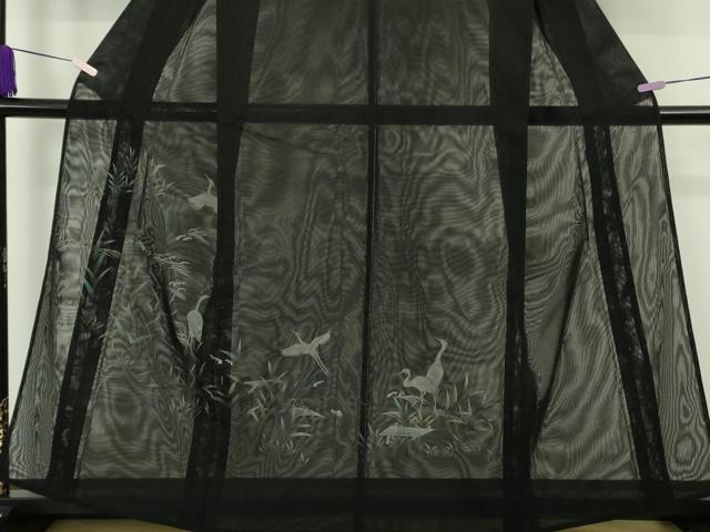 平和屋着物▽極上 訪問着 無双 紗袷 紗×紗 白鷺 黒地 金彩 逸品 DZAB9706kh6
