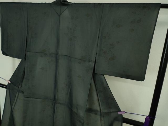 平和屋着物▽極上 洗える最高級着物 <英>はなぶさ謹製 小紋 無双 紗袷 紗×絽 秋草文 濃紺地 逸品 DZAB9715kh6