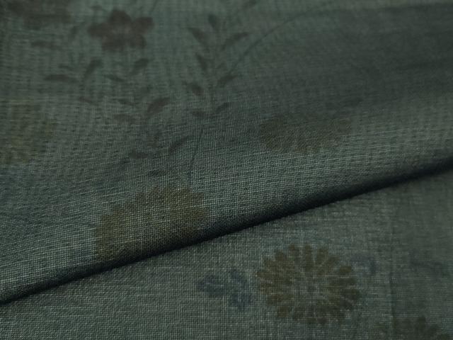 平和屋着物▽極上 洗える最高級着物 <英>はなぶさ謹製 小紋 無双 紗袷 紗×絽 秋草文 濃紺地 逸品 DZAB9715kh6