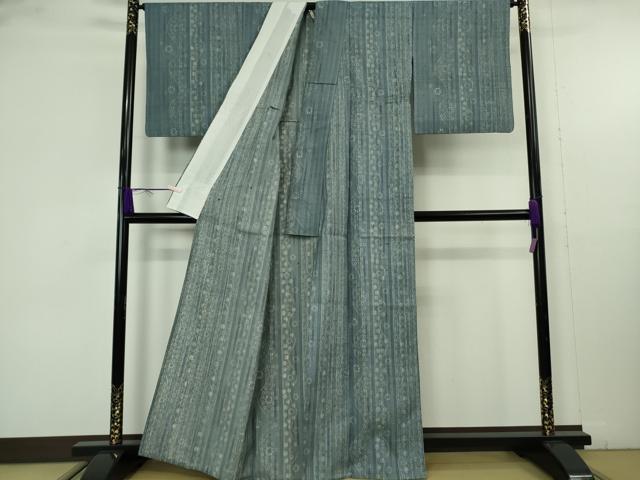 平和屋着物▽極上 染織の名門 しょうざん 生紬 単衣 よろけ縞 花間道 反端付き 逸品 DZAB9721kh6