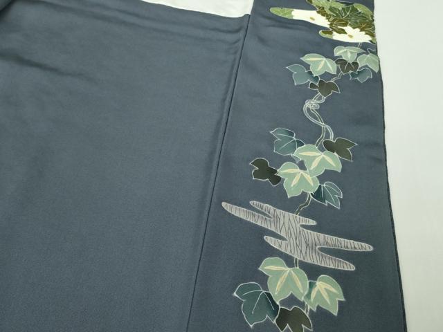 平和屋本店●極上 西陣 京の名門 じゅらく謹製 帝王紫 中国三大刺繍 相良刺繍 訪問着 蔦の葉 暈し染め 金通し地 逸品 DZAB9734kh6