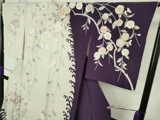 平和屋本店●極上 京友禅作家 光永正美 訪問着 駒刺繍 枝垂れ花 金彩 逸品 DZAB9736kh6