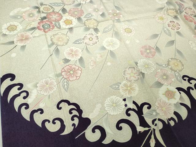 平和屋本店●極上 京友禅作家 光永正美 訪問着 駒刺繍 枝垂れ花 金彩 逸品 DZAB9736kh6