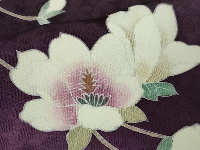 平和屋着物●極上 訪問着 草花文 深紫色地 暈し染め 逸品 未使用 DZAB9737kh6
