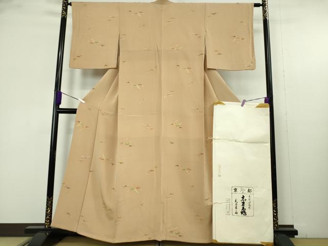 平和屋本店●極上 銀座 志ま亀 小紋 芝文 柴染色 縮緬地 たとう紙付き 逸品 DZAB9745kh6