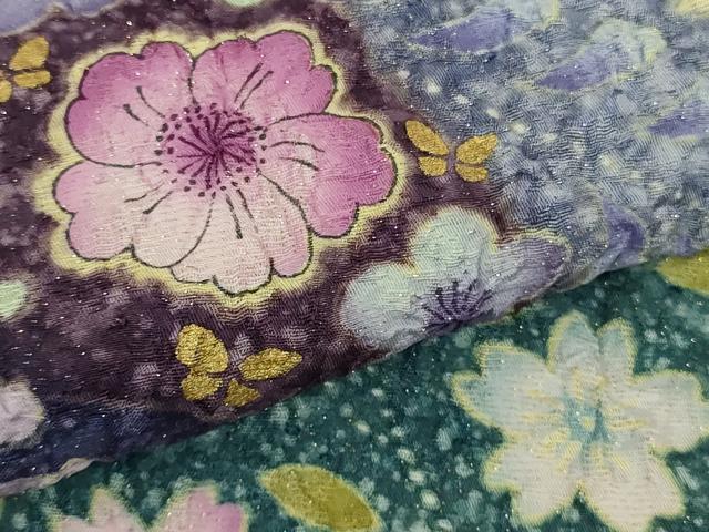 平和屋本店●極上 振袖・長襦袢(無双仕立て・半衿刺繍)セット 小寺義一作 辻が花 暈し染め 金通し地 逸品 DZAB9750kh6