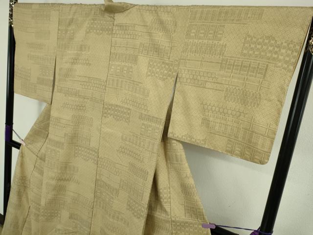 平和屋本店●極上 本場結城紬 重要無形文化財 地機 井上商事謹製 120亀甲 枯色地 証紙・証明書付き 逸品 未使用 DZAB9753kh6