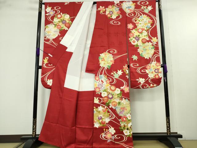 平和屋着物●極上 振袖 駒刺繍 吉祥花丸文 金彩 逸品 DZAB9757kh6
