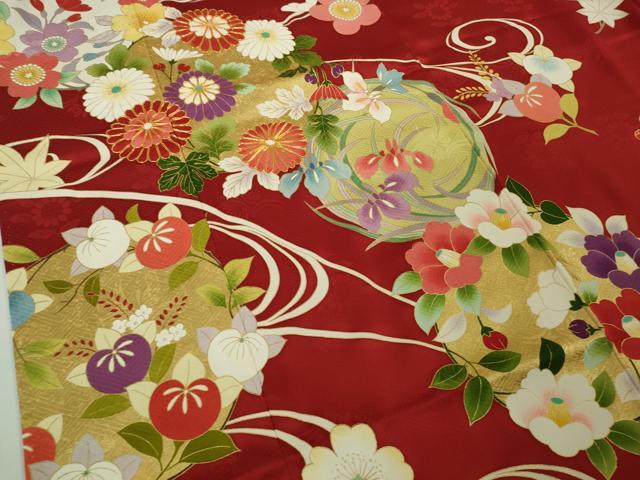 平和屋着物●極上 振袖 駒刺繍 吉祥花丸文 金彩 逸品 DZAB9757kh6