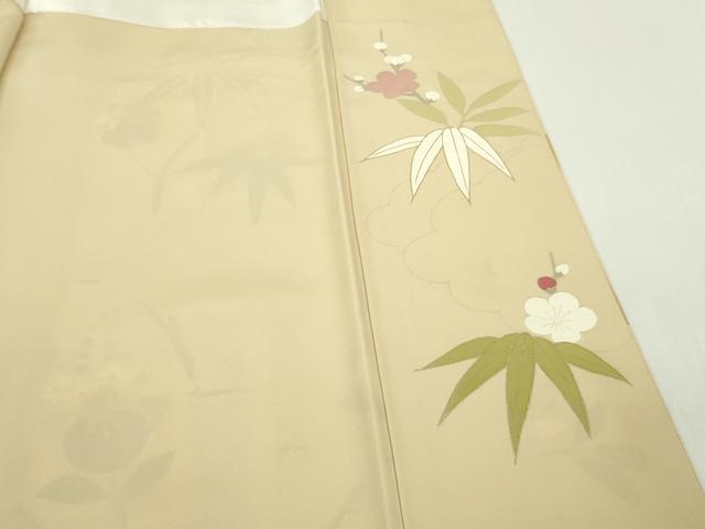 平和屋本店●極上 訪問着 作家物 駒刺繍 松竹梅 橘文 砥粉色地 金彩 逸品 DZAB9759kh6