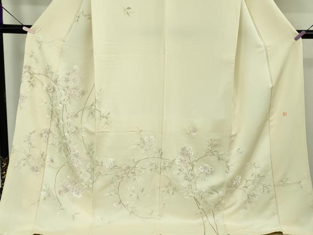 平和屋本店●極上 山口美術織物 皇室 伊勢神宮御用 錦繍 訪問着 総刺繍 枝花文 蒸栗色地 ロング丈 逸品 未使用 DZAB9761kh6
