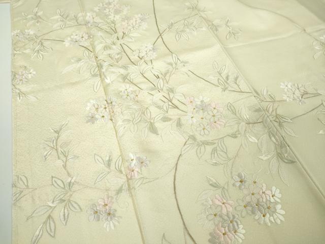 平和屋本店●極上 山口美術織物 皇室 伊勢神宮御用 錦繍 訪問着 総刺繍 枝花文 蒸栗色地 ロング丈 逸品 未使用 DZAB9761kh6