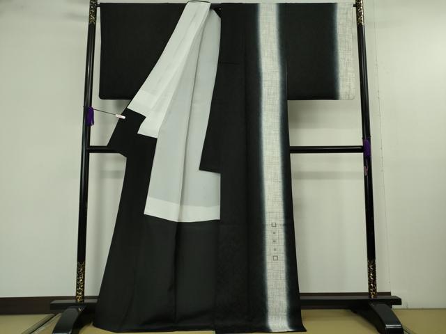 平和屋着物●極上 訪問着 刺繍 間道 黒地 暈し染め 逸品 DZAB9769kh6