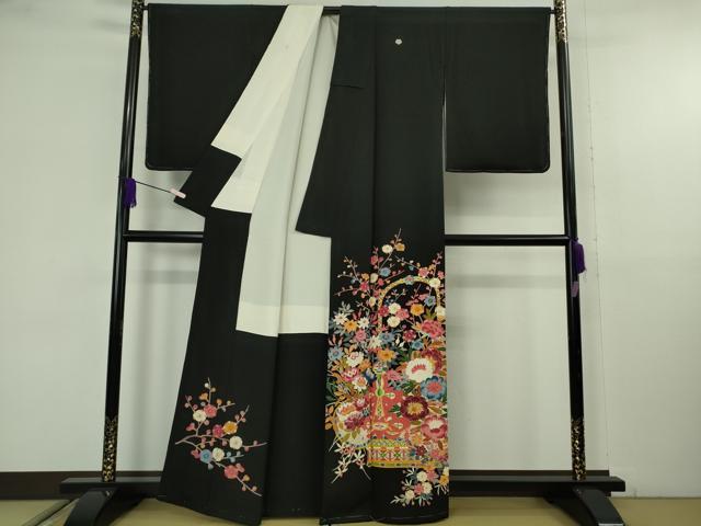 平和屋本店●極上 本加賀友禅作家 木村雨山 黒留袖 花篭 逸品 DZAB9773kh6