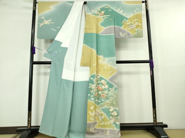 平和屋本店●極上 訪問着 駒刺繍 吉祥花風景 暈し染め 金彩 逸品 DZAB9777kh6