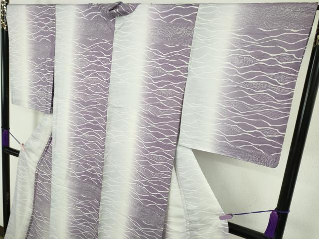 平和屋着物●極上 小紋 地紋起こし 霞文 間道 暈し染め 逸品 未使用 DZAB9784kh6
