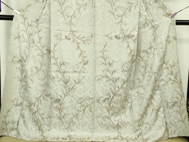 平和屋本店▽極上 小紋 単衣 花唐草文 銀彩 ロング丈 逸品 未使用 DZAB9785kh6
