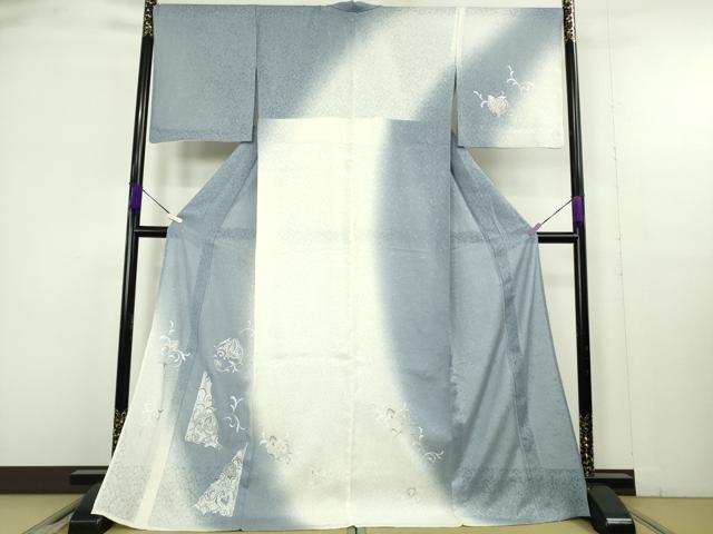 平和屋本店*極上 夏物 訪問着 総刺繍 紋紗 洋花文 暈し染め 金銀糸 ロング丈 逸品 DZAB9788kh6