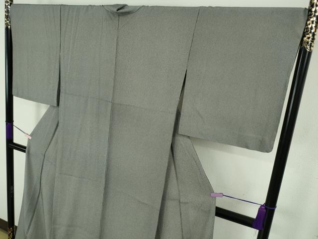 平和屋着物▽極上 江戸小紋 伝統工芸伊勢型写 単衣 五役 万筋 黒×絹鼠色 反端付き 逸品 未使用 DZAB9789kh6