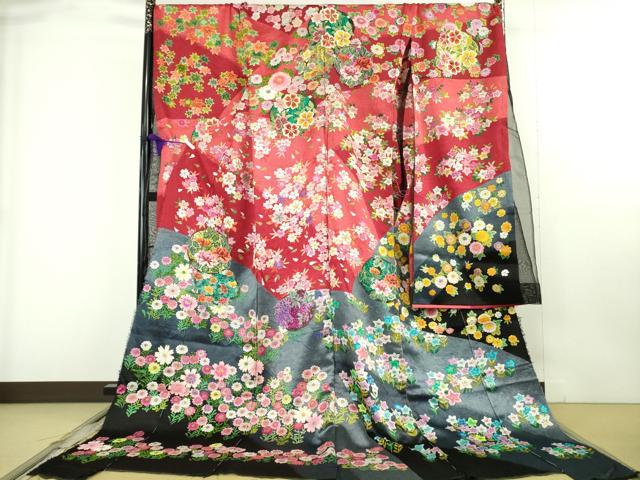 平和屋本店●極上 中国三大刺繍 相良刺繍 総刺繍 絽刺し 色打掛 和装 婚礼 結婚式 花嫁 吉祥花文 金糸 仮絵羽 逸品 未使用 DZAB9797kh6