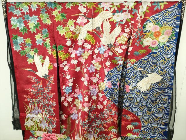 平和屋本店●極上 中国三大刺繍 相良刺繍 総刺繍 絽刺し 色打掛 和装 婚礼 結婚式 花嫁 飛鶴鴛鴦 金糸 仮絵羽 逸品 未使用 DZAB9798kh6