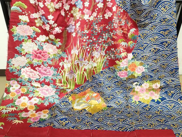 平和屋本店●極上 中国三大刺繍 相良刺繍 総刺繍 絽刺し 色打掛 和装 婚礼 結婚式 花嫁 飛鶴鴛鴦 金糸 仮絵羽 逸品 未使用 DZAB9798kh6