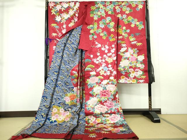 平和屋本店●極上 中国三大刺繍 相良刺繍 総刺繍 絽刺し 色打掛 和装 婚礼 結婚式 花嫁 飛鶴鴛鴦 金糸 仮絵羽 逸品 未使用 DZAB9798kh6