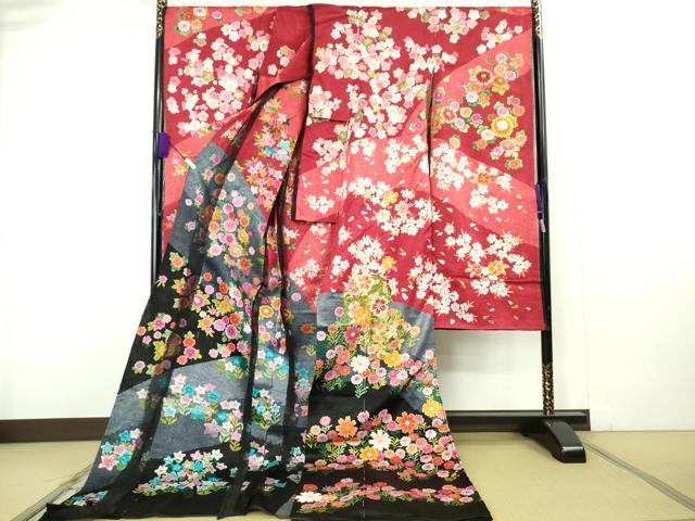 平和屋本店●極上 中国三大刺繍 相良刺繍 総刺繍 絽刺し 色打掛 和装 婚礼 結婚式 花嫁 吉祥花文 金糸 仮絵羽 逸品 未使用 DZAB9800kh6