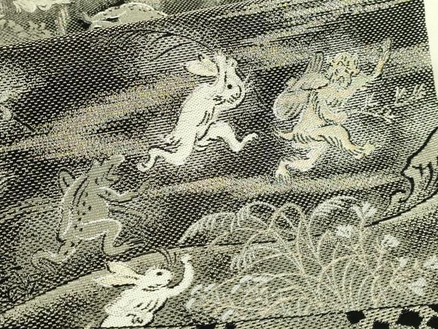 平和屋着物●極上 BANKAN わものや 全通全景柄袋帯 金華山織 国宝鳥獣戯画絵巻 金銀糸 たとう紙付き 逸品 DZAB9829kh6