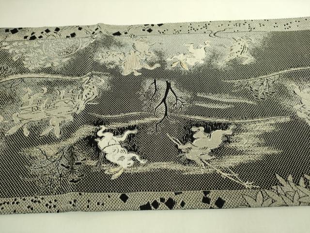 平和屋着物●極上 BANKAN わものや 全通全景柄袋帯 金華山織 国宝鳥獣戯画絵巻 金銀糸 たとう紙付き 逸品 DZAB9829kh6