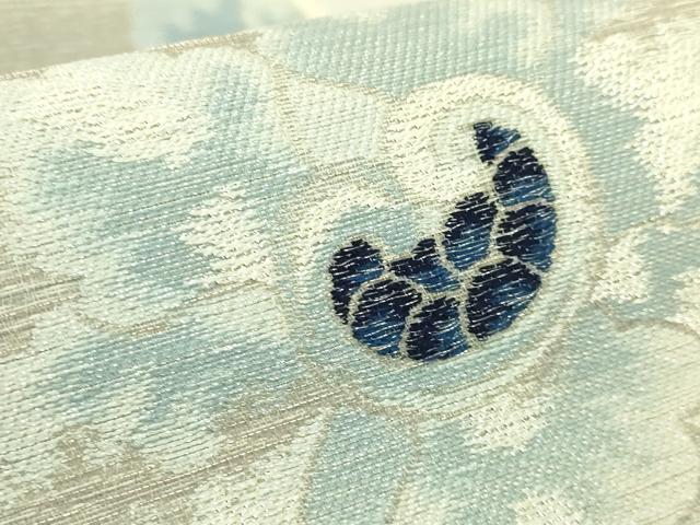 平和屋着物●極上 六通柄袋帯 藍香房 天然灰汁醗酵建藍染 花唐草 銀糸 逸品 DZAB9840kh6